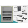 DIGITUS 10 colių tinklo rinkinys su 9U spintele, juoda lentyna, PDU, 8 prievadų jungikliu, CAT6 pataisų skydeliu