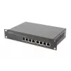 DIGITUS 10 colių tinklo rinkinys su 9U spintele, juoda lentyna, PDU, 8 prievadų jungikliu, CAT6 pataisų skydeliu