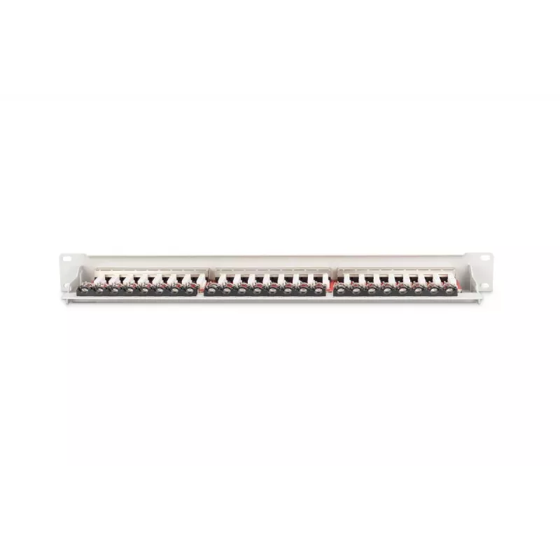 DIGITUS Patch Panel, CAT6A ekranuotas, 1U, 24 prievadų, 8P8C, juodas RAL 9005, 483