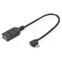 DIGITUS USB 2.0 adapterio laidas, OTG, micro B - A M/F, 15cm, stačiu kampu, juodas
