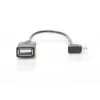 DIGITUS USB 2.0 adapterio laidas, OTG, micro B - A M/F, 15cm, stačiu kampu, juodas