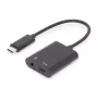 DIGITUS USB Type-C adapteris į 3,5 mm + USB Type-C, 20 cm, juodas