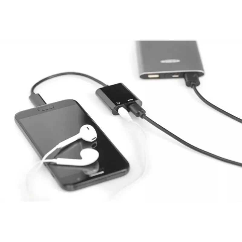 DIGITUS USB Type-C adapteris į 3,5 mm + USB Type-C, 20 cm, juodas