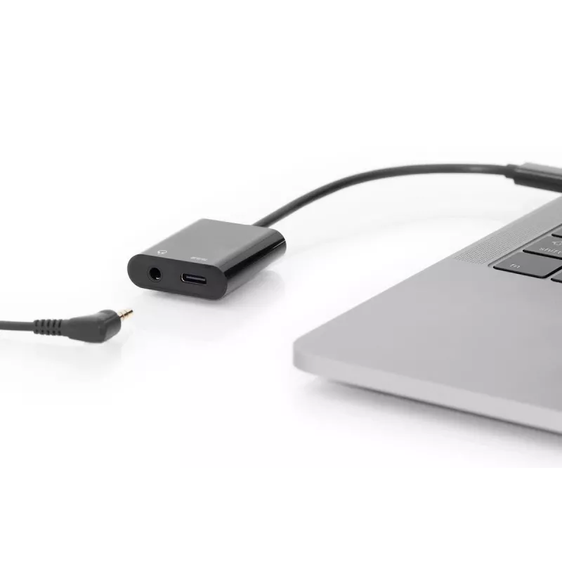 DIGITUS USB Type-C adapteris į 3,5 mm + USB Type-C, 20 cm, juodas