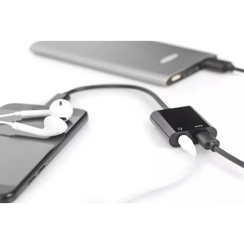 DIGITUS USB Type-C adapteris į 3,5 mm + USB Type-C, 20 cm, juodas