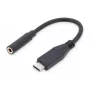 DIGITUS USB Type-C garso adapterio laidas, Type-C – 3,5 mm M/F, 20 cm, garso įvestis/išvestis, 3.1 versija, CE, juoda