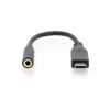 DIGITUS USB Type-C garso adapterio laidas, Type-C – 3,5 mm M/F, 20 cm, garso įvestis/išvestis, 3.1 versija, CE, juoda