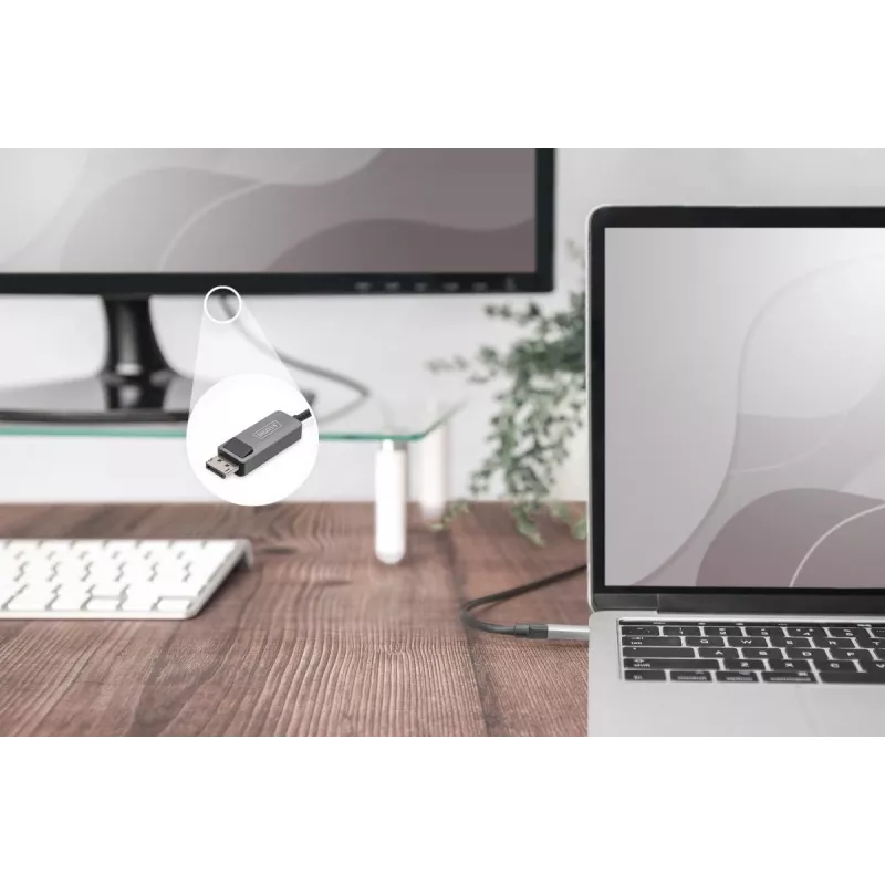 DIGITUS USB Type-C į DisplayPort adapterio laidas 8K@30Hz HBR3 aliuminio korpusas juodas 2m