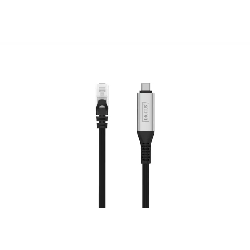 DIGITUS USB-C 3.2 Gen1 - RJ45 Ethernet kabelis - CAT6a S/FTP Juodas - 3m