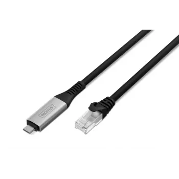 DIGITUS USB-C 3.2 Gen1 - RJ45 Ethernet kabelis CAT6a S/FTP juodas 10m
