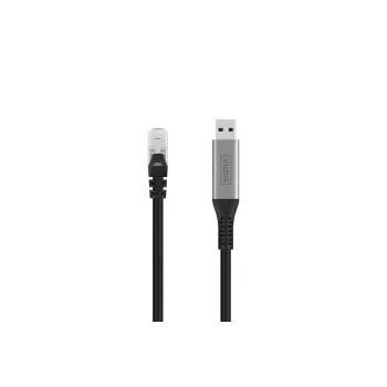 DIGITUS USB 3.2 Gen1 - RJ45 Ethernet kabelis - CAT6a S/FTP Juodas - 5m
