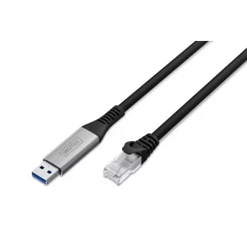 DIGITUS USB 3.2 Gen1 – RJ45 Ethernet kabelis CAT6a S/FTP juodas – 15 m