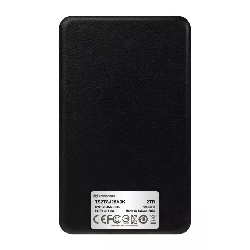 TRANSCEND StoreJet 25A3 2TB SATA 2,5 colio USB 3.0 išorinis kietasis diskas juodas