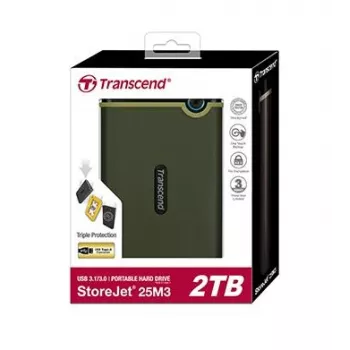 TRANSCEND StoreJet 25M3 2TB SATA 2,5 col. USB 3.0 kietasis diskas (kariškai žalia)