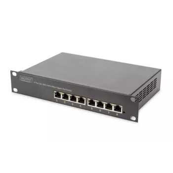 DIGITUS 8 prievadų Gigabit PoE jungiklis 10 colių, 8x10/100/1000Mbps RJ45 PoE 96W