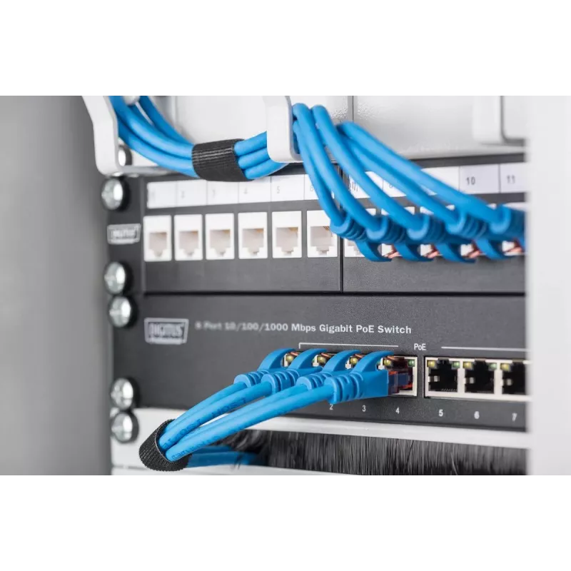 DIGITUS 8 prievadų Gigabit PoE jungiklis 10 colių, 8x10/100/1000Mbps RJ45 PoE 96W