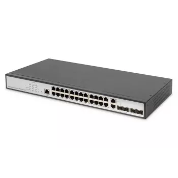 DIGITUS L2 valdomas Gigabit Ethernet jungiklis 24 prievadai + 2 kombinuoti ir 2 SFP kylantys prievadai