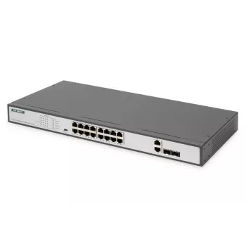 DIGITUS Fast Ethernet PoE jungiklis 16 prievadų PoE + 2 Combo, 250 W PoE biudžetas