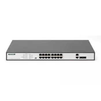 DIGITUS Fast Ethernet PoE jungiklis 16 prievadų PoE + 2 Combo, 250 W PoE biudžetas