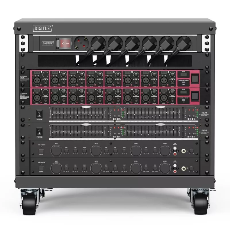 DIGITUS 8U AVS stovas 420x507x460mm srieginės skylės ratukai juodas