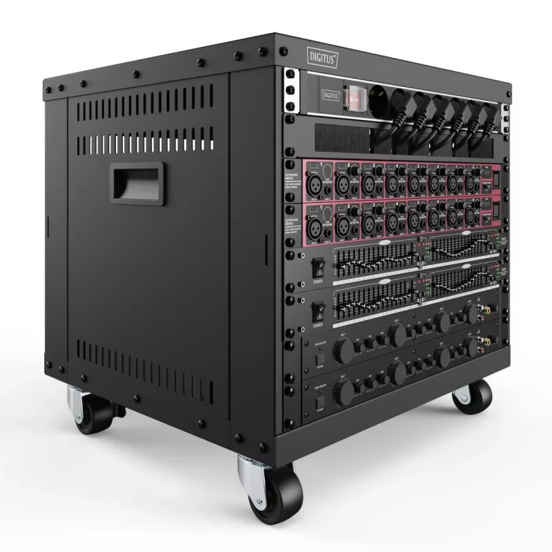 DIGITUS 8U AVS stovas 420x507x460mm srieginės skylės ratukai juodas