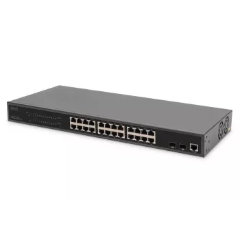 DIGITUS Gigabit Ethernet valdomas L2 jungiklis su PoE injektoriumi 24 prievadai 2 SFP