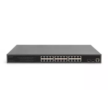 DIGITUS Gigabit Ethernet valdomas L2 jungiklis su PoE injektoriumi 24 prievadai 2 SFP