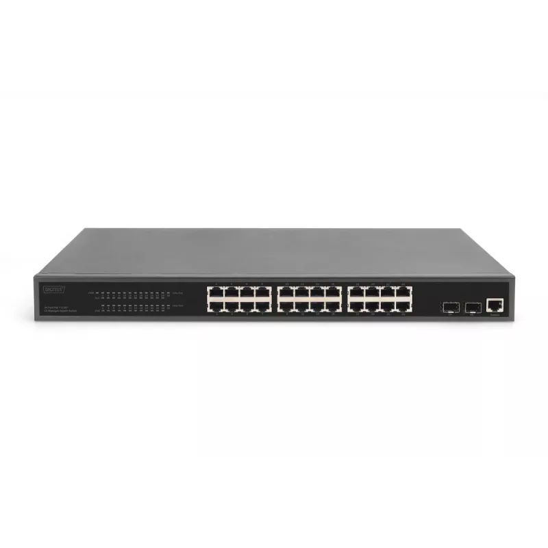 DIGITUS Gigabit Ethernet valdomas L2 jungiklis su PoE injektoriumi 24 prievadai 2 SFP