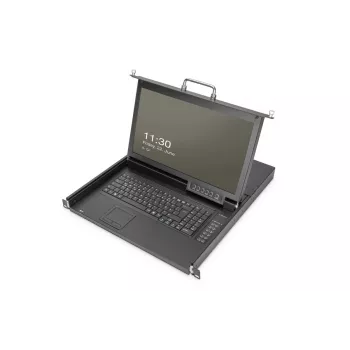 DIGITUS modulinė HD LCD TFT konsolė su 1 prievado KVM, RAL 9005 juoda - GE klaviatūra