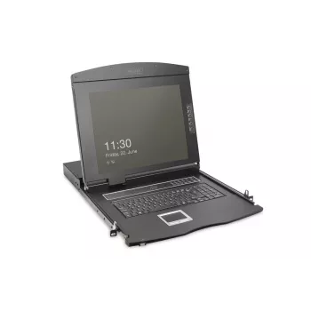 DIGITUS modulinė 43,2 cm (19 inch) HD TFT konsolė su 1 prievado VGA, RAL 9005 juoda - GE klaviatūra