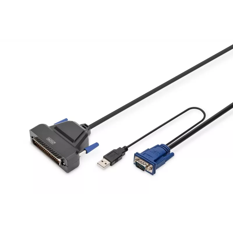 DIGITUS modulinė 43,2 cm (19 inch) HD TFT konsolė su 1 prievado VGA, RAL 9005 juoda - GE klaviatūra