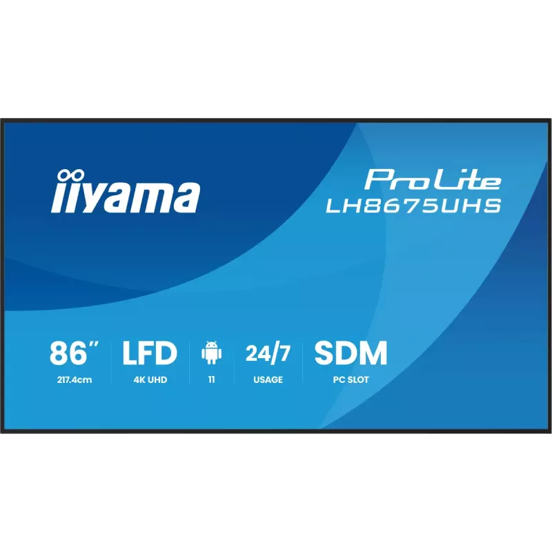 Skaitmeninės reklamos ekranas iiyama 86 colių 4K UHD LCD Android 24/7