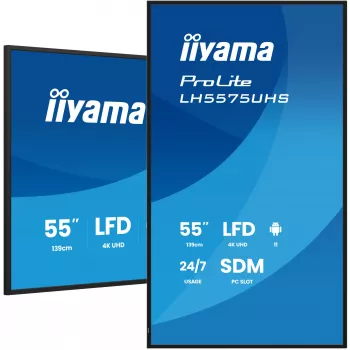 iiyama LH5575UHS-B2AG Skaitmeninis ženklų ekranas 138,7 cm (54,6 colio) LCD Wi-Fi 500 cd/m² 4K Ultra HD Juodas Įmontuotas procesorius Android 11 24/7