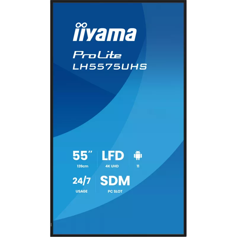 iiyama LH5575UHS-B2AG Skaitmeninis ženklų ekranas 138,7 cm (54,6 colio) LCD Wi-Fi 500 cd/m² 4K Ultra HD Juodas Įmontuotas procesorius Android 11 24/7