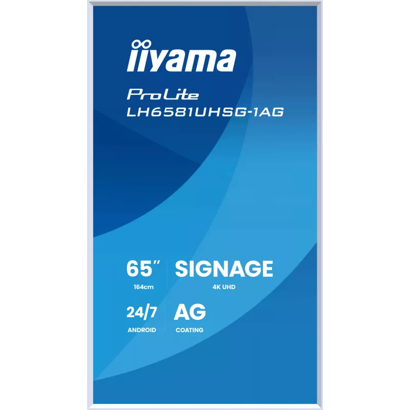 iiyama ProLite LH6581UHSG-1AG skaitmeninės reklamos ekranas 163,8 cm (64,5 colio), 4K Ultra HD, baltas, su Android