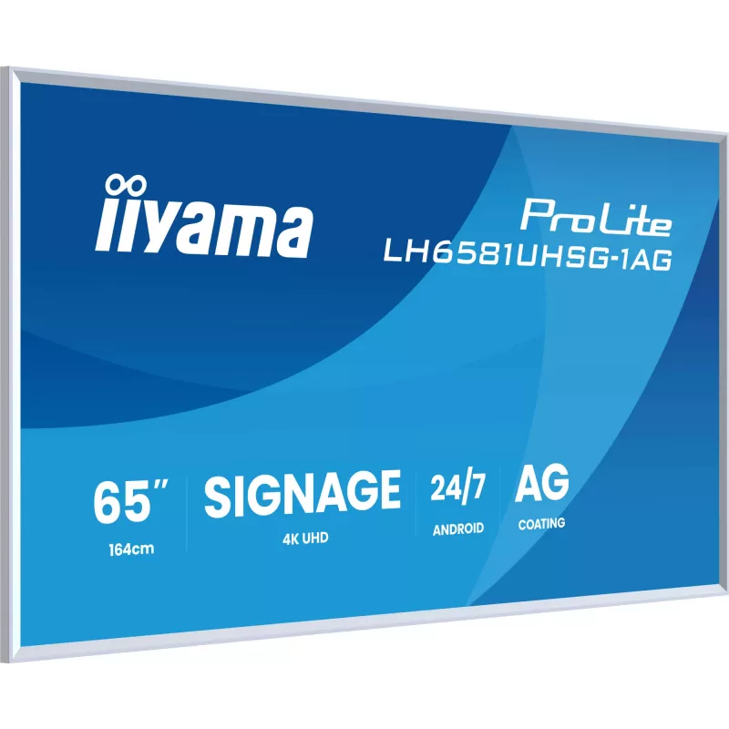 iiyama ProLite LH6581UHSG-1AG skaitmeninės reklamos ekranas 163,8 cm (64,5 colio), 4K Ultra HD, baltas, su Android