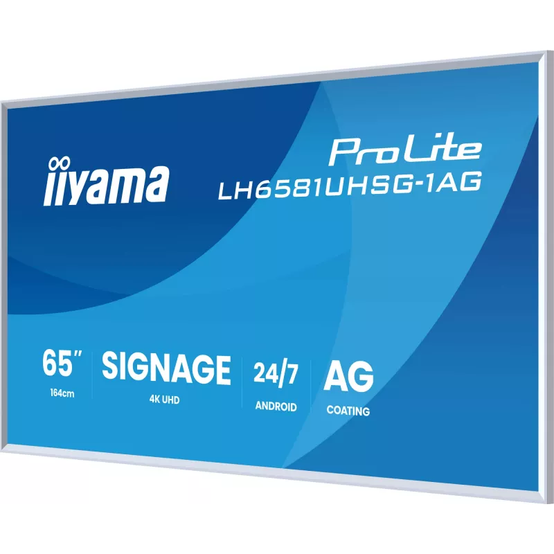 iiyama ProLite LH6581UHSG-1AG skaitmeninės reklamos ekranas 163,8 cm (64,5 colio), 4K Ultra HD, baltas, su Android