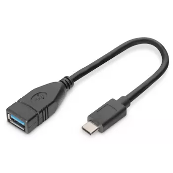 DIGITUS USB Type-C adapterio laidas, OTG, Type C - A M/F, 15 cm, Super Speed, juodas