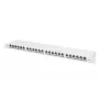 DIGITUS Patch panel CAT6A EA ekranuotas, 24 prievadai RJ45 su apsauginiais gaubtukais, 8P8C, 0,5U, pilkas RAL 7035