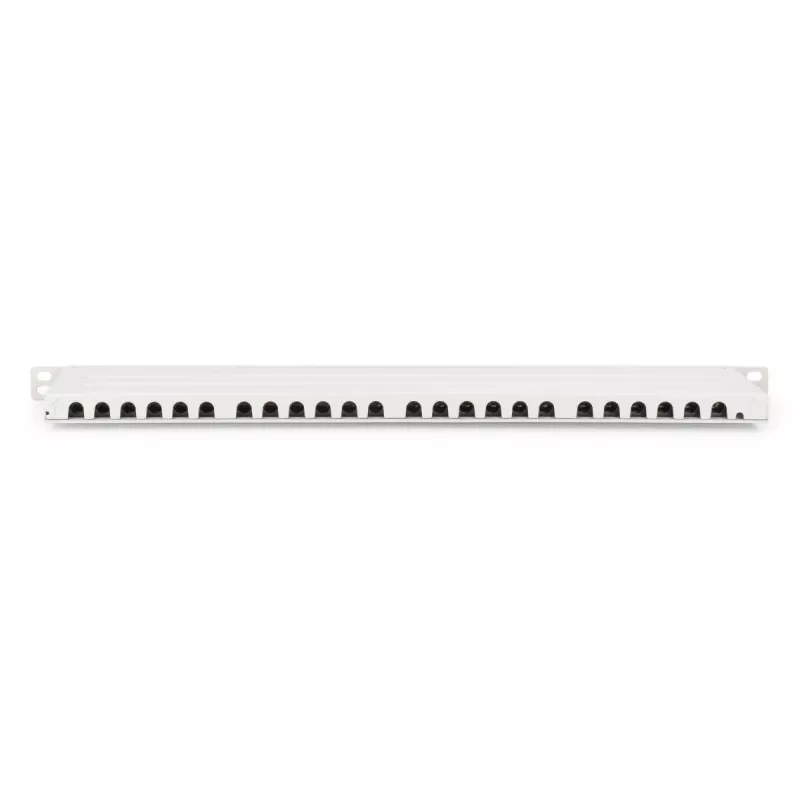 DIGITUS Patch panel CAT6A EA ekranuotas, 24 prievadai RJ45 su apsauginiais gaubtukais, 8P8C, 0,5U, pilkas RAL 7035