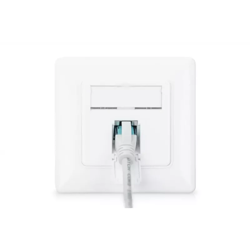 DIGITUS CAT6A EA klasės ekranuotas tinklo lizdas 1x RJ45, LSA, gryna balta, įleidžiamas, 8 krypčių