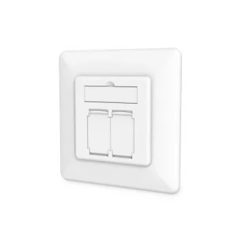 DIGITUS CAT6A EA klasės tinklo lizdas, ekranuotas 2x RJ45, LSA, gryna balta, įleidžiamas, 8 krypčių