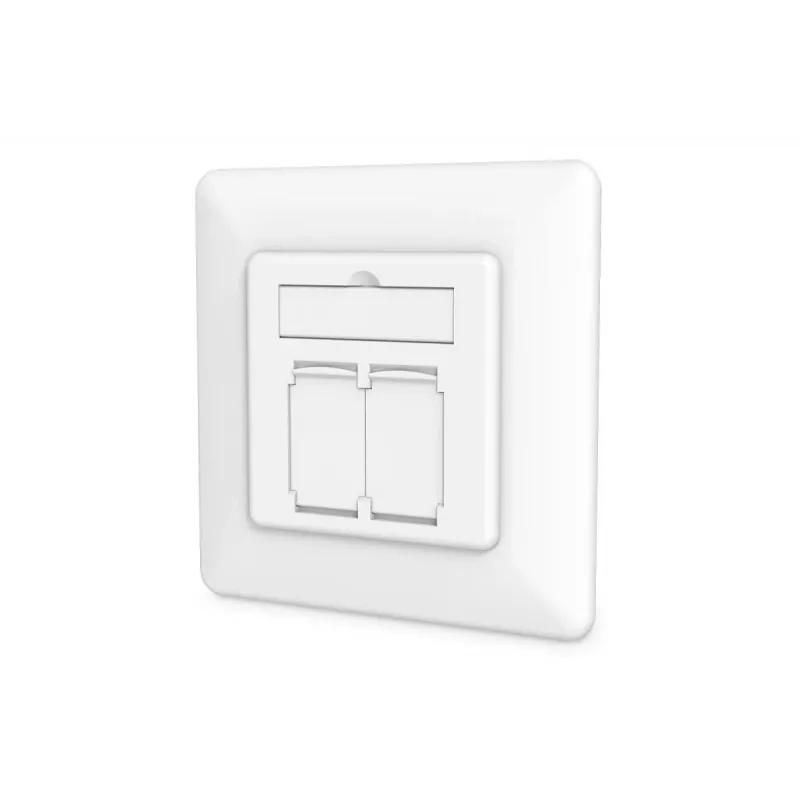 DIGITUS CAT6A EA klasės tinklo lizdas, ekranuotas 2x RJ45, LSA, gryna balta, įleidžiamas, 8 krypčių