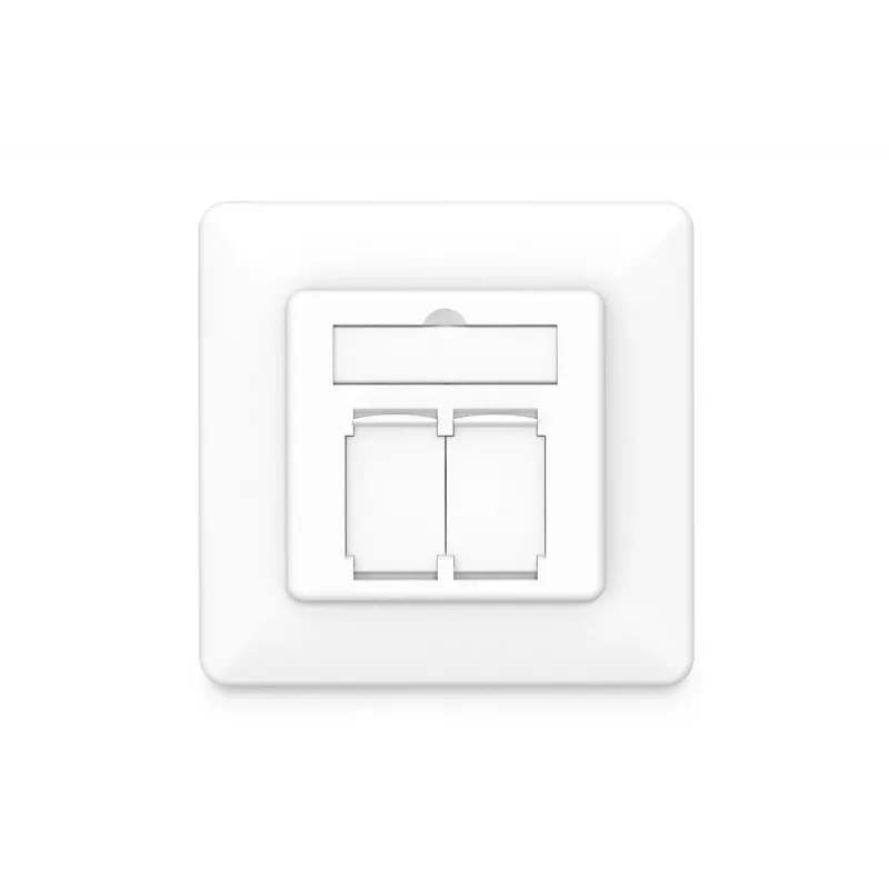 DIGITUS CAT6A EA klasės tinklo lizdas, ekranuotas 2x RJ45, LSA, gryna balta, įleidžiamas, 8 krypčių