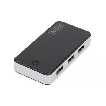 DIGITUS USB 3.0 4 prievadų išorinis USB mazgas, juodas, blizgus paviršius