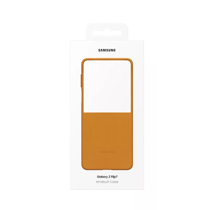 Apsauginis dėklas su užlenkimu Samsung Flip7 Kindsuit EF-VF766PAEGWW, skirtas Galaxy Z Flip7, kupranugario spalvos