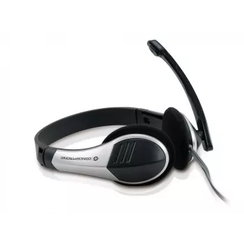 Conceptronic Allround Stereo ausinės su mikrofonu, laidinės, 20–22000 Hz, biurui/skambučių centrui, 111 g, juodos, sidabrinės