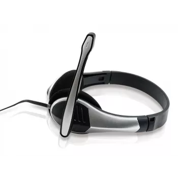 Conceptronic Allround Stereo ausinės su mikrofonu, laidinės, 20–22000 Hz, biurui/skambučių centrui, 111 g, juodos, sidabrinės