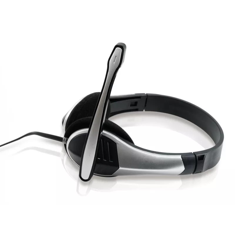 Conceptronic Allround Stereo ausinės su mikrofonu, laidinės, 20–22000 Hz, biurui/skambučių centrui, 111 g, juodos, sidabrinės