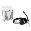 Conceptronic Allround Stereo ausinės su mikrofonu, laidinės, 20–22000 Hz, biurui/skambučių centrui, 111 g, juodos, sidabrinės